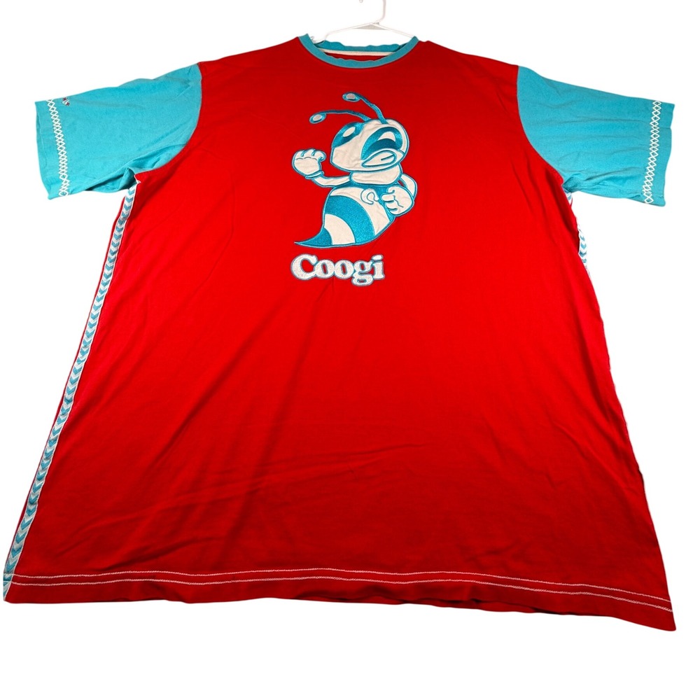 Coogi Mens Red Blue Graphic Bee Logo T-Shirt XXL Short Sleeve Hip Hop Streetwear